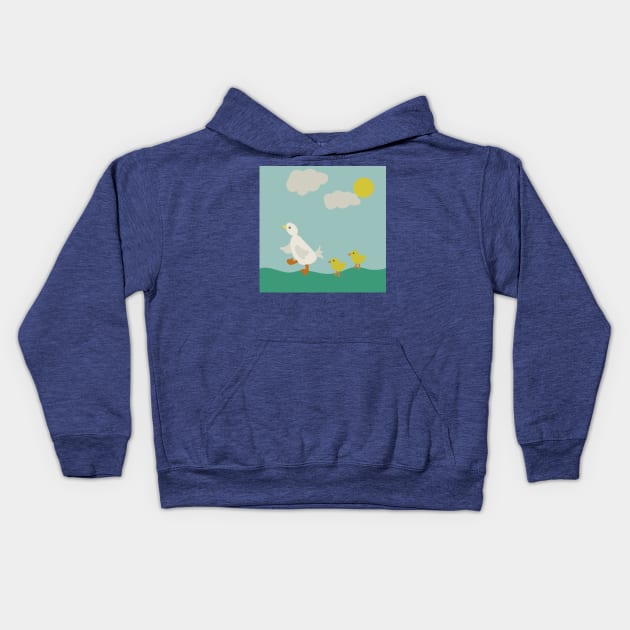 Mama Duck and Babies - Following the Leader Kids Hoodie by Slightly Unhinged